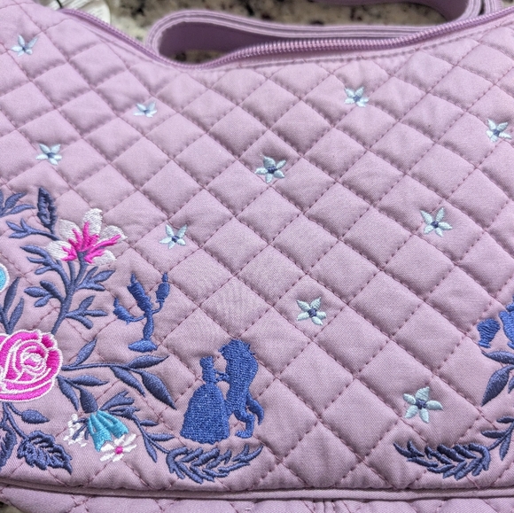 NEW Vera Bradley Disney Frannie Crescent Cotton Crossbody Literary Belle pattern - Picture 3 of 5